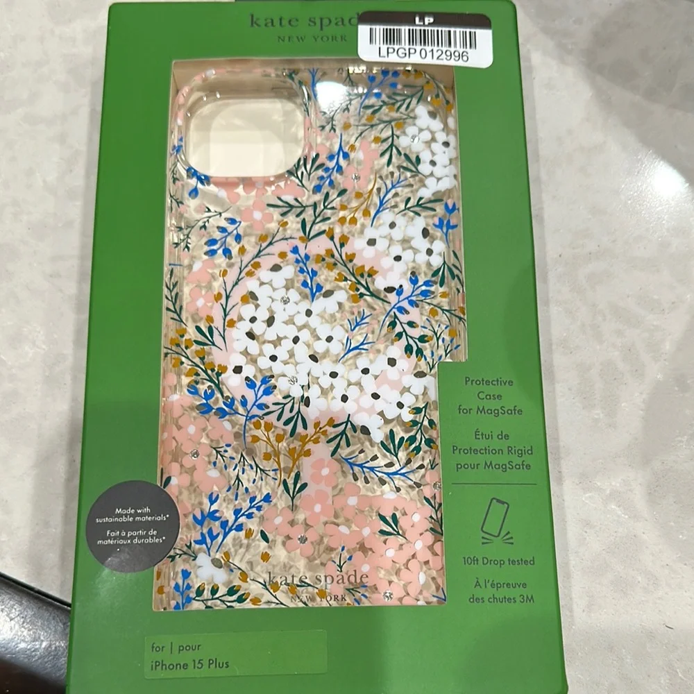 Kate Spade Floral Protective Case for iPhone 15 Plus - Pink